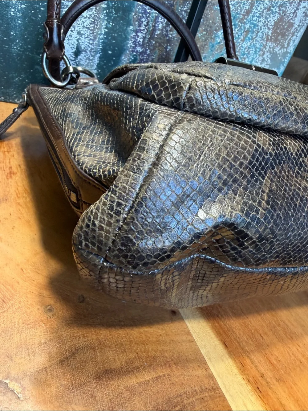 Coach Old Money 2011 Kristin Python Embossed Leather Tote Bronze